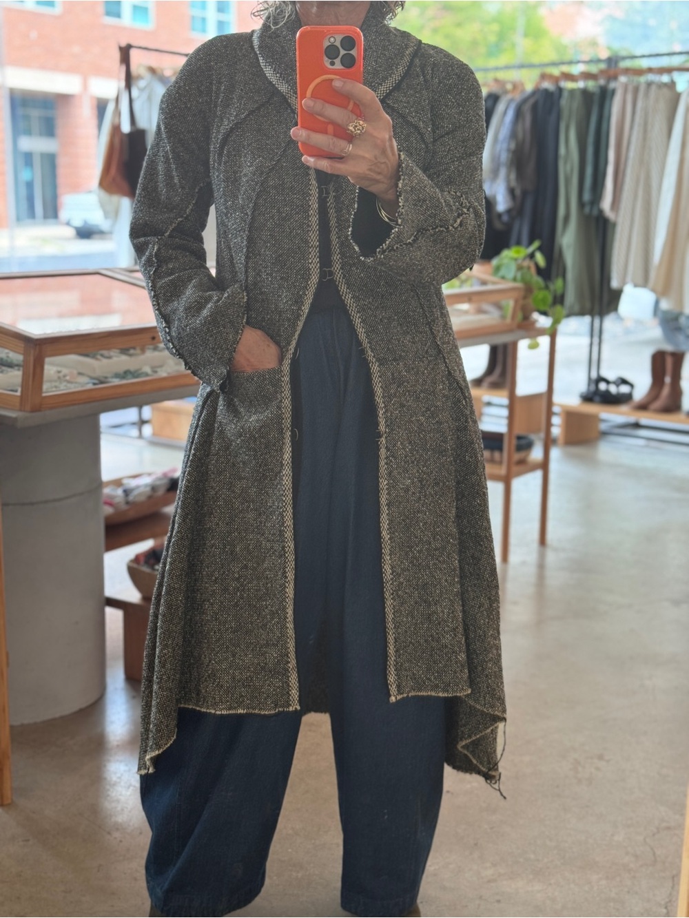 Rozae Nichols Wool Tweed Asymmetrical Coat Small